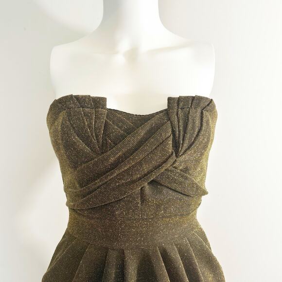 H&M Metallic Strapless Sweetheart Neck Cocktail Mini Dress Size 4 - Picture 4 of 7